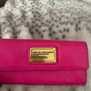 Marc by Marc Jacobs Pink Leather Wallet with Gold-Tone Accents